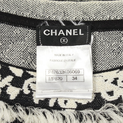 ココマークボタン カットソー 総柄 コットン ビスコース ブラック ホワイト シャネル トップス CHANEL