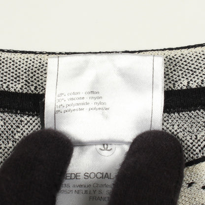 ココマークボタン カットソー 総柄 コットン ビスコース ブラック ホワイト シャネル トップス CHANEL