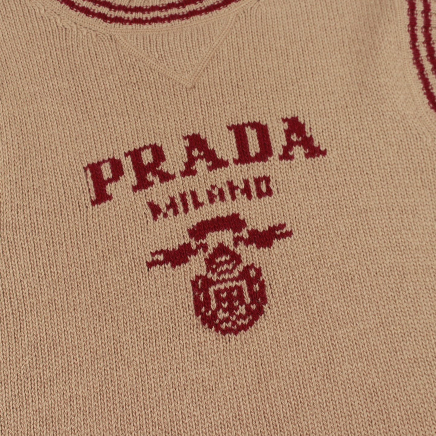 ニット ベスト ロゴ ウール ライトブラウン ボルドー プラダ トップス PRADA