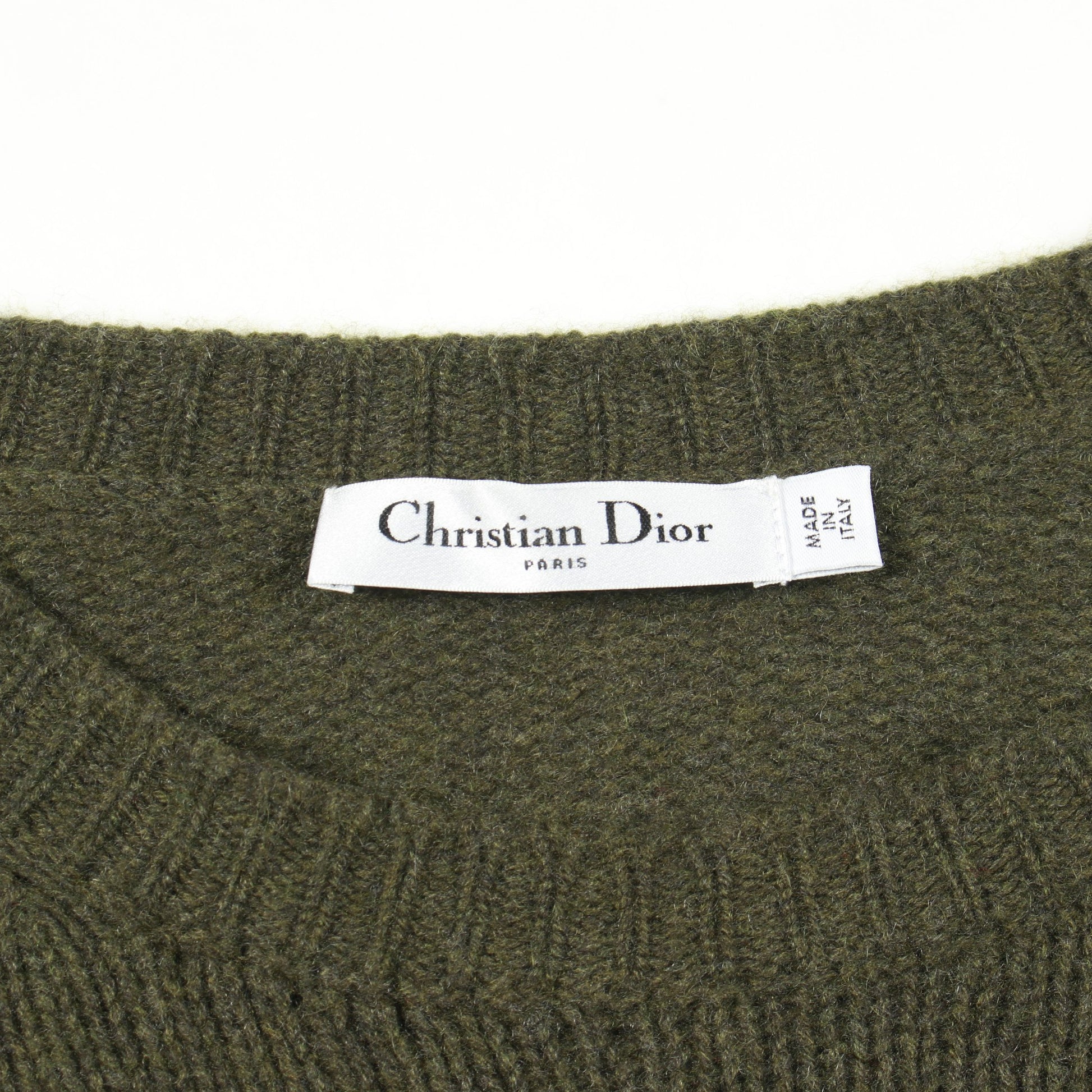 ニット バックロゴ カシミヤ カーキグリーン クリスチャンディオール トップス Christian Dior