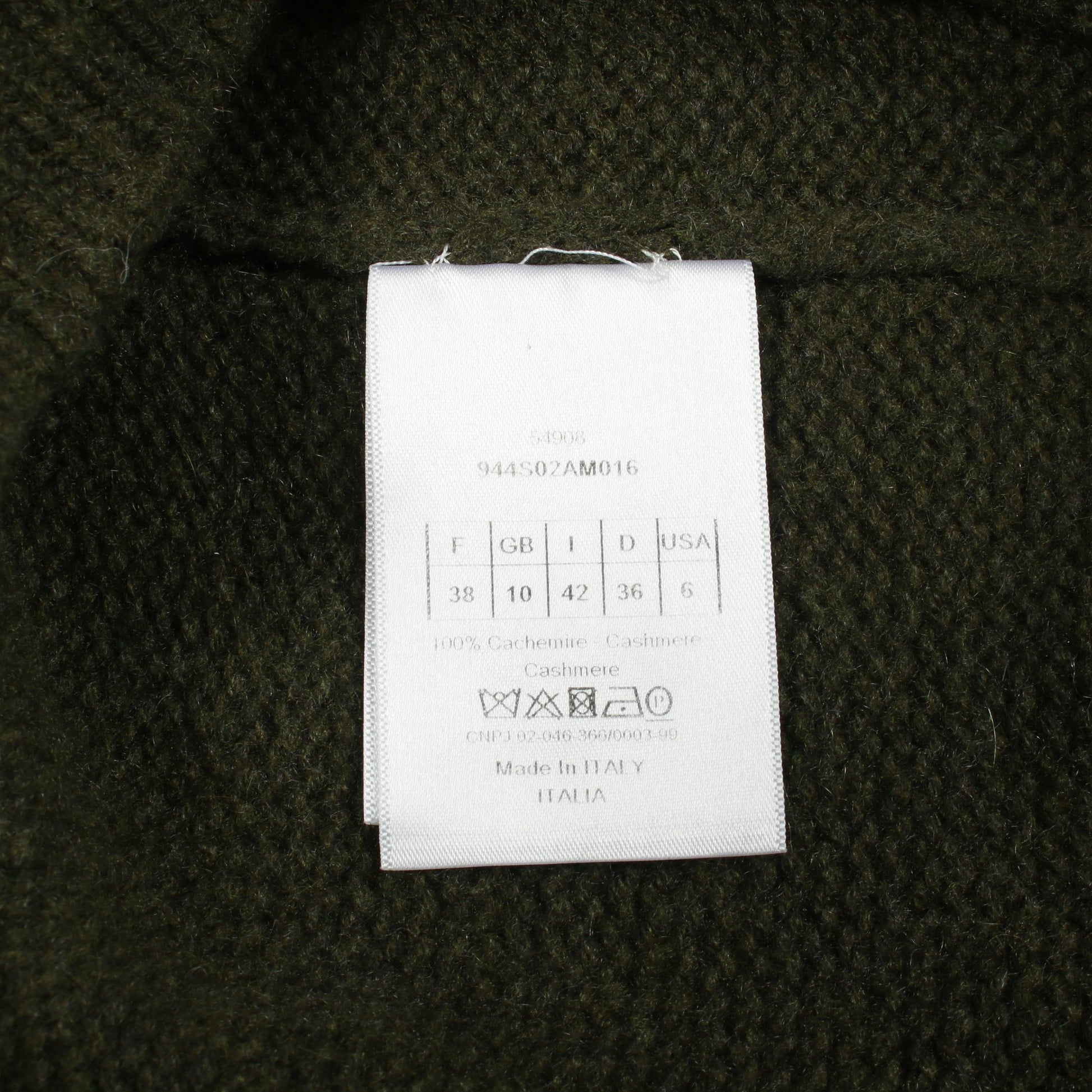ニット バックロゴ カシミヤ カーキグリーン クリスチャンディオール トップス Christian Dior