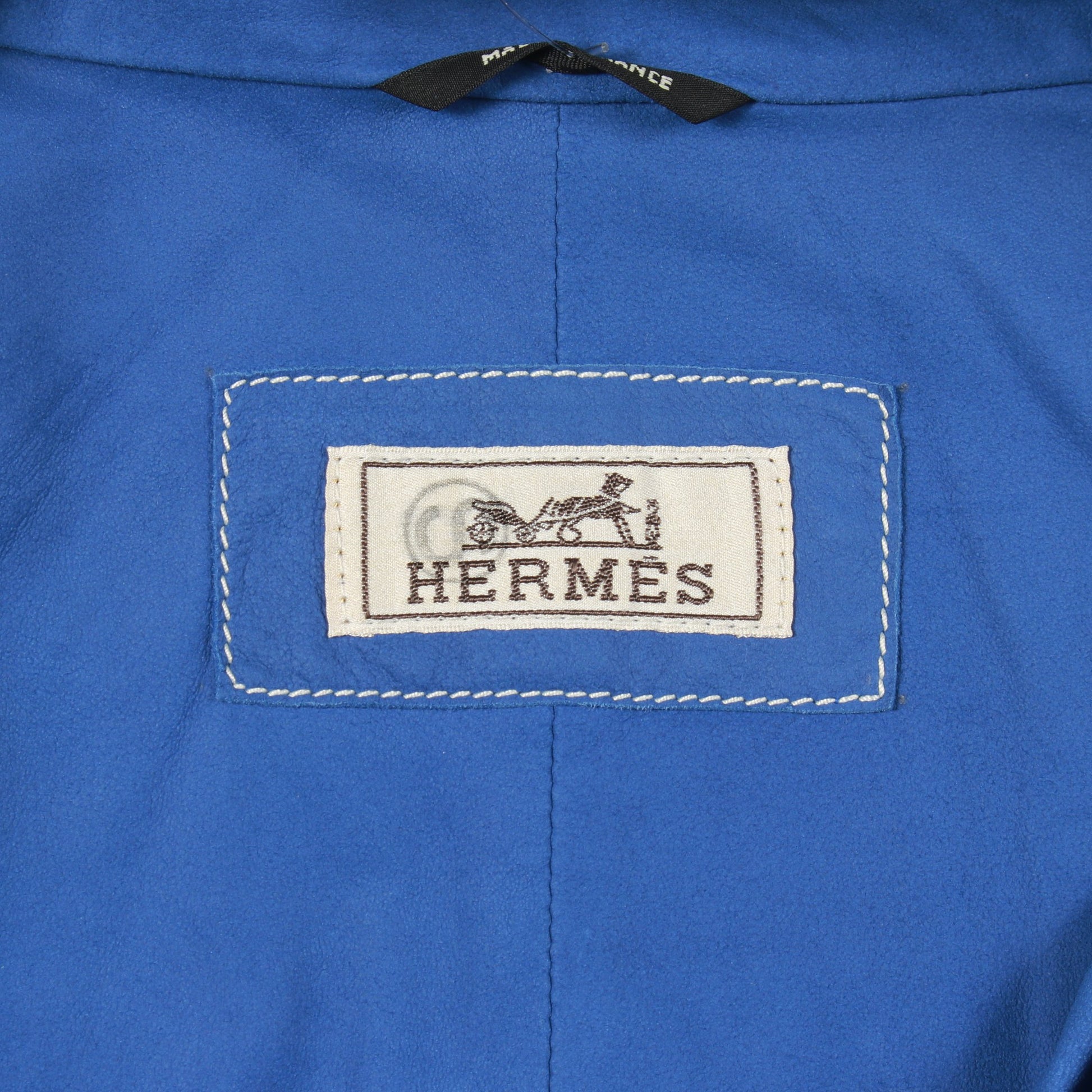 シャツ 長袖 レザー コットン ブルー エルメス トップス HERMES