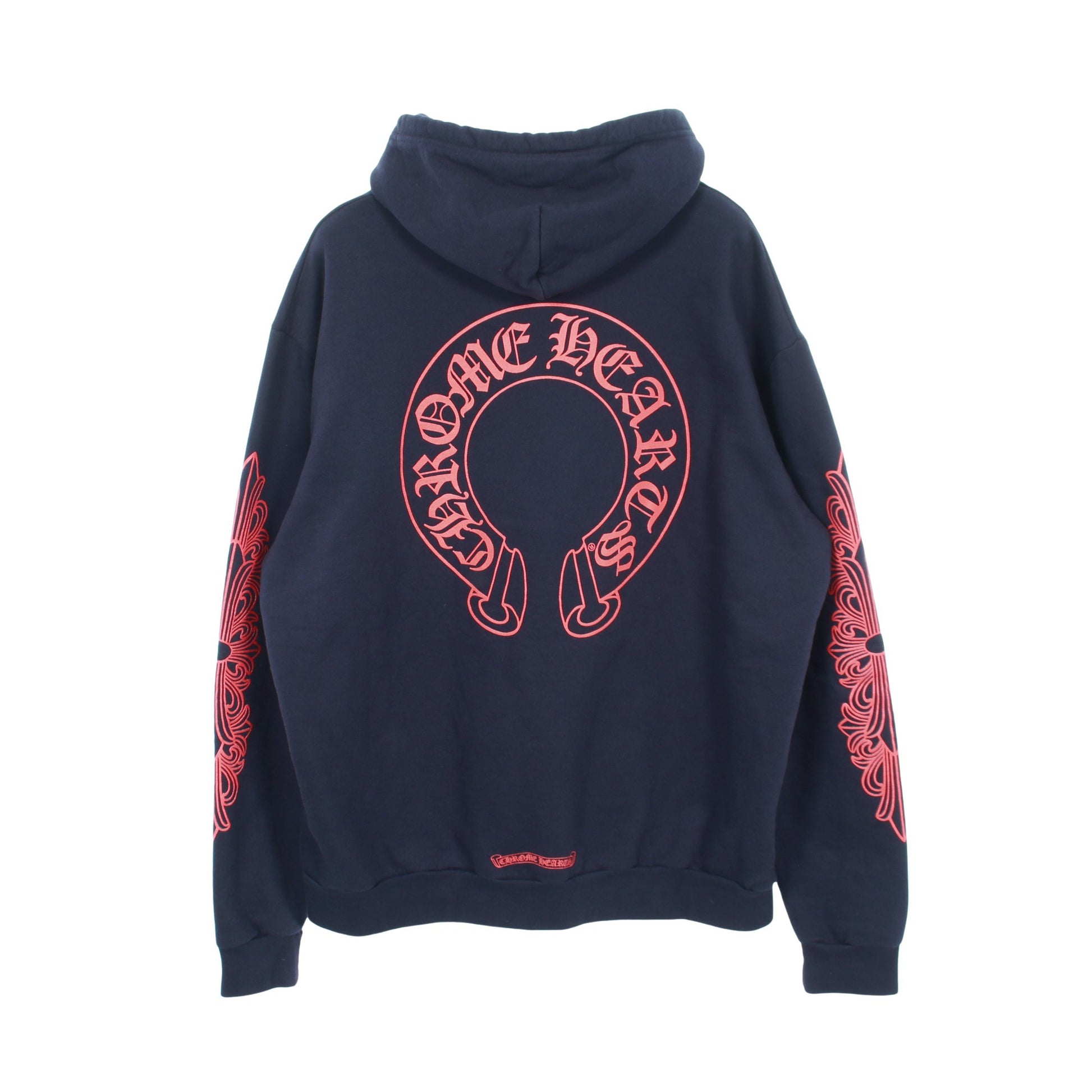ホースシュー CHプラス アームロゴ プルオーバーパーカー コットン ネイビー オレンジレッド 裏起毛 クロムハーツ トップス Chrome Hearts