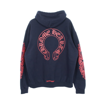 ホースシュー CHプラス アームロゴ プルオーバーパーカー コットン ネイビー オレンジレッド 裏起毛 クロムハーツ トップス Chrome Hearts