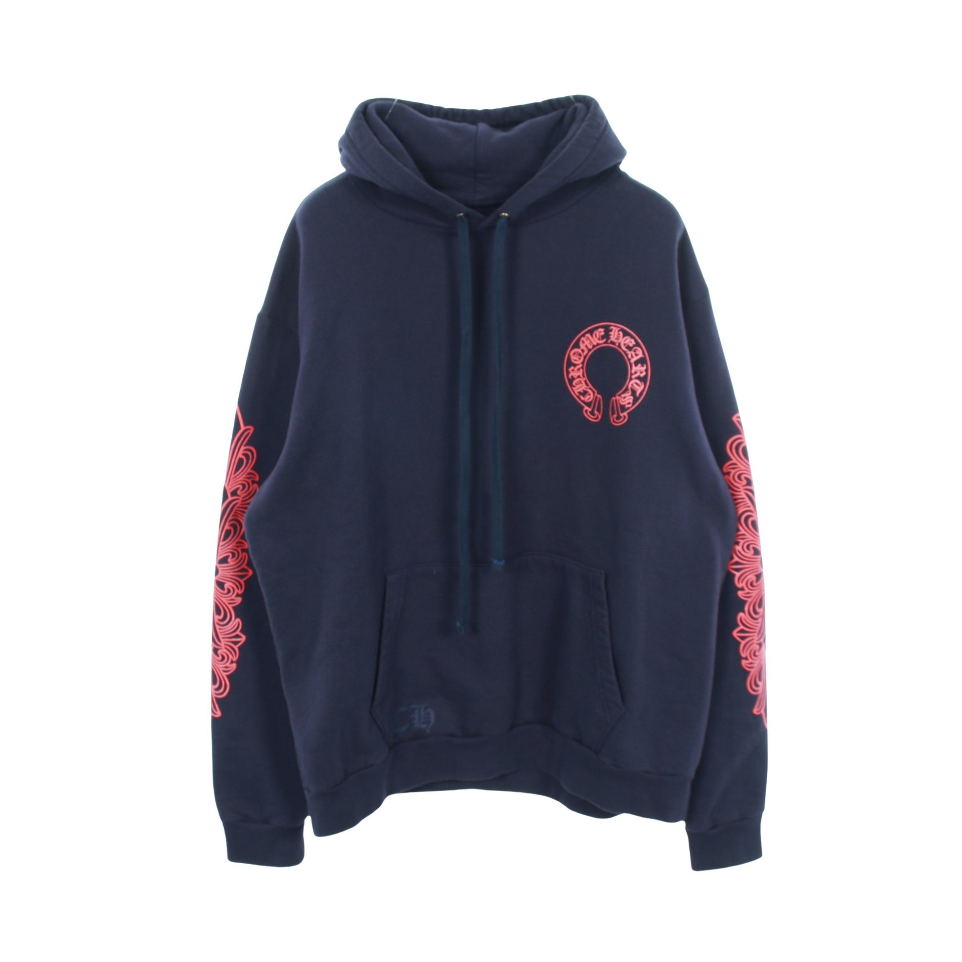 ホースシュー CHプラス アームロゴ プルオーバーパーカー コットン ネイビー オレンジレッド 裏起毛 クロムハーツ トップス Chrome Hearts