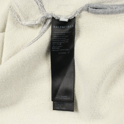 TAPE TYPE BBロゴ プルオーバーパーカー コットン グレー ダメージ加工 バレンシアガ トップス BALENCIAGA