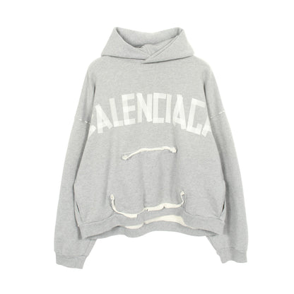 TAPE TYPE BBロゴ プルオーバーパーカー コットン グレー ダメージ加工 バレンシアガ トップス BALENCIAGA