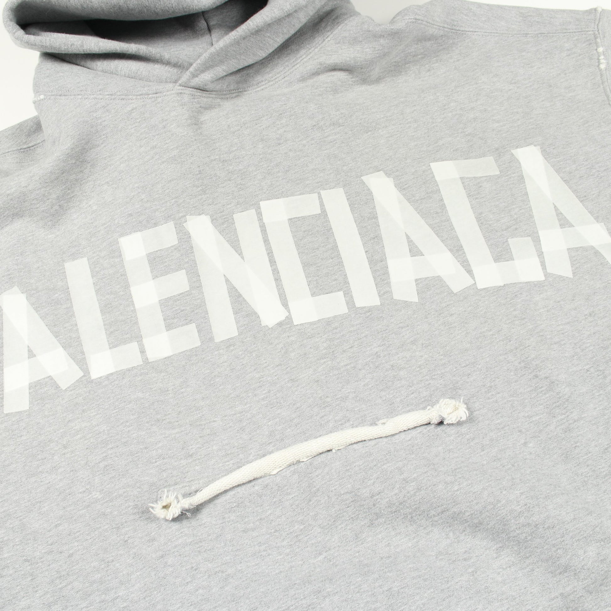 TAPE TYPE BBロゴ プルオーバーパーカー コットン グレー ダメージ加工 バレンシアガ トップス BALENCIAGA