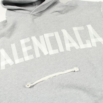 TAPE TYPE BBロゴ プルオーバーパーカー コットン グレー ダメージ加工 バレンシアガ トップス BALENCIAGA