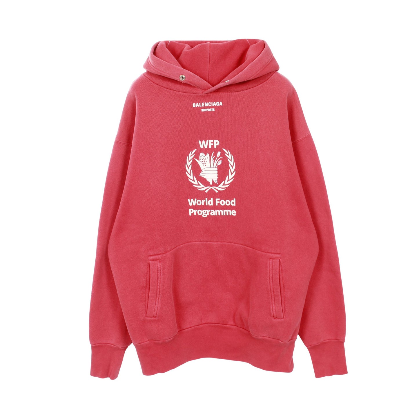 WFP ロゴプリント プルオーバーパーカー 長袖 プリント コットン レッド バレンシアガ トップス BALENCIAGA