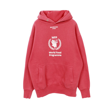 WFP ロゴプリント プルオーバーパーカー 長袖 プリント コットン レッド バレンシアガ トップス BALENCIAGA