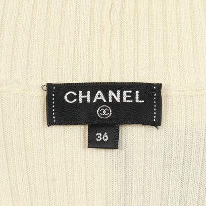 ニット タートルネック ロゴ ウール オフホワイト ライトブルー シャネル トップス CHANEL