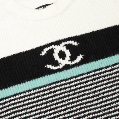 ココマーク ニット レーヨン コットン ホワイト ブラック ライトブルー シャネル トップス CHANEL