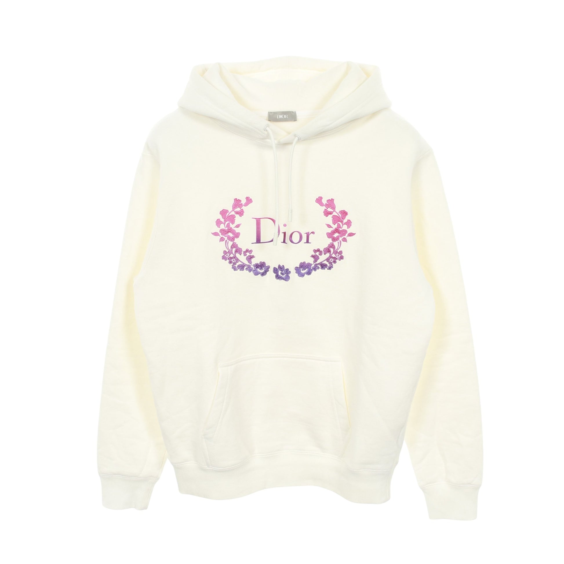ロゴエンブロイダリー プルオーバーパーカー コットン オフホワイト 裏起毛 ディオール トップス DIOR