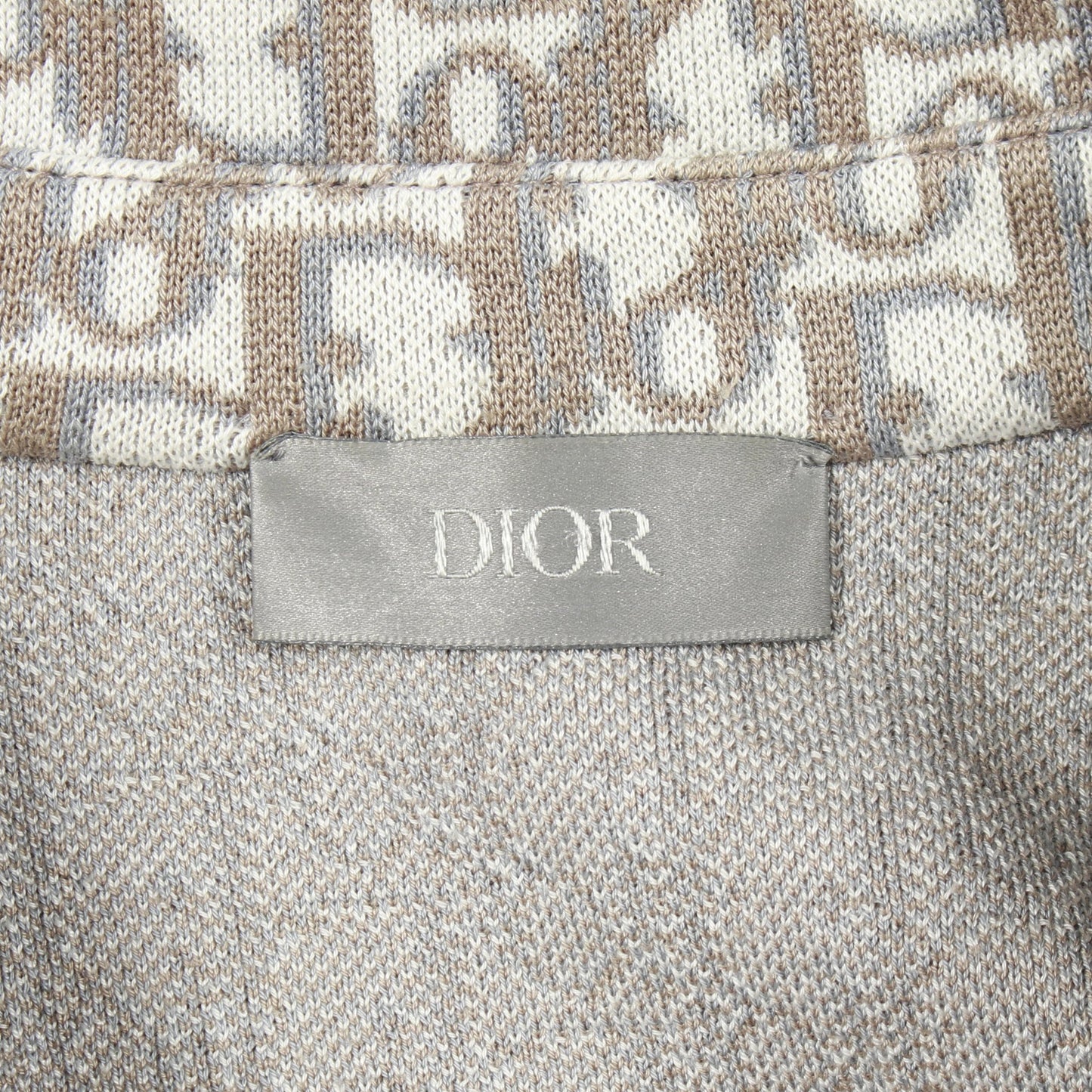 オブリーク ニット シャツ コットン ホワイト ブラウン ディオール トップス DIOR