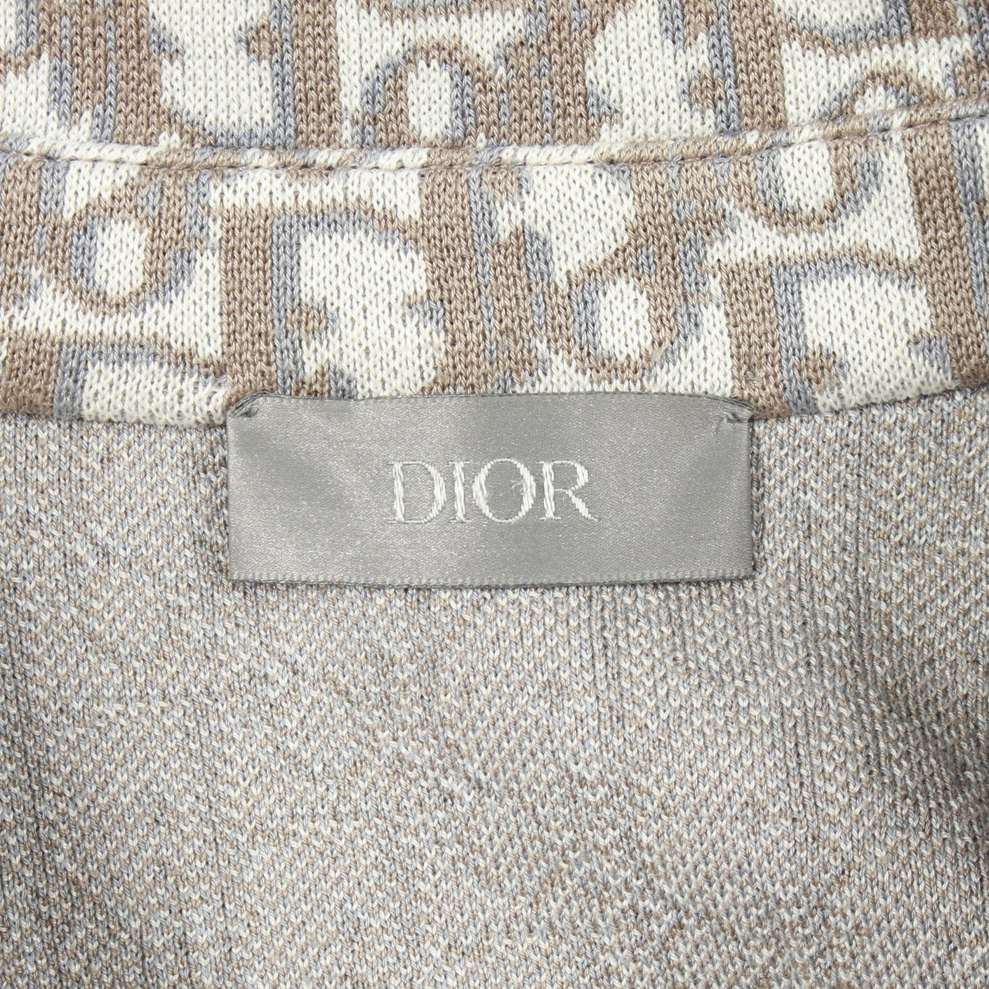 オブリーク ニット シャツ コットン ホワイト ブラウン ディオール トップス DIOR