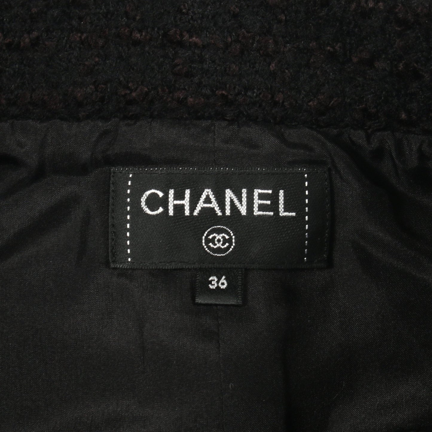 ココマークボタン ツイード ラップスカート ウール ブラック スカラップ シャネル ボトムス CHANEL