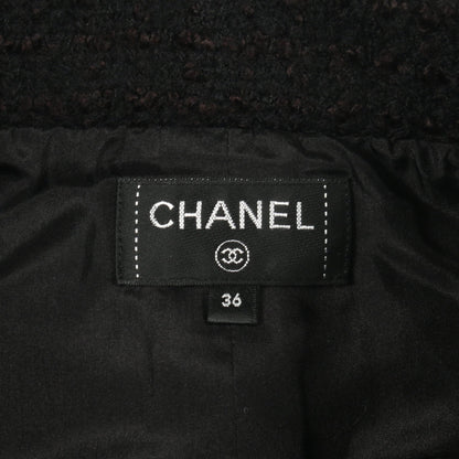 ココマークボタン ツイード ラップスカート ウール ブラック スカラップ シャネル ボトムス CHANEL