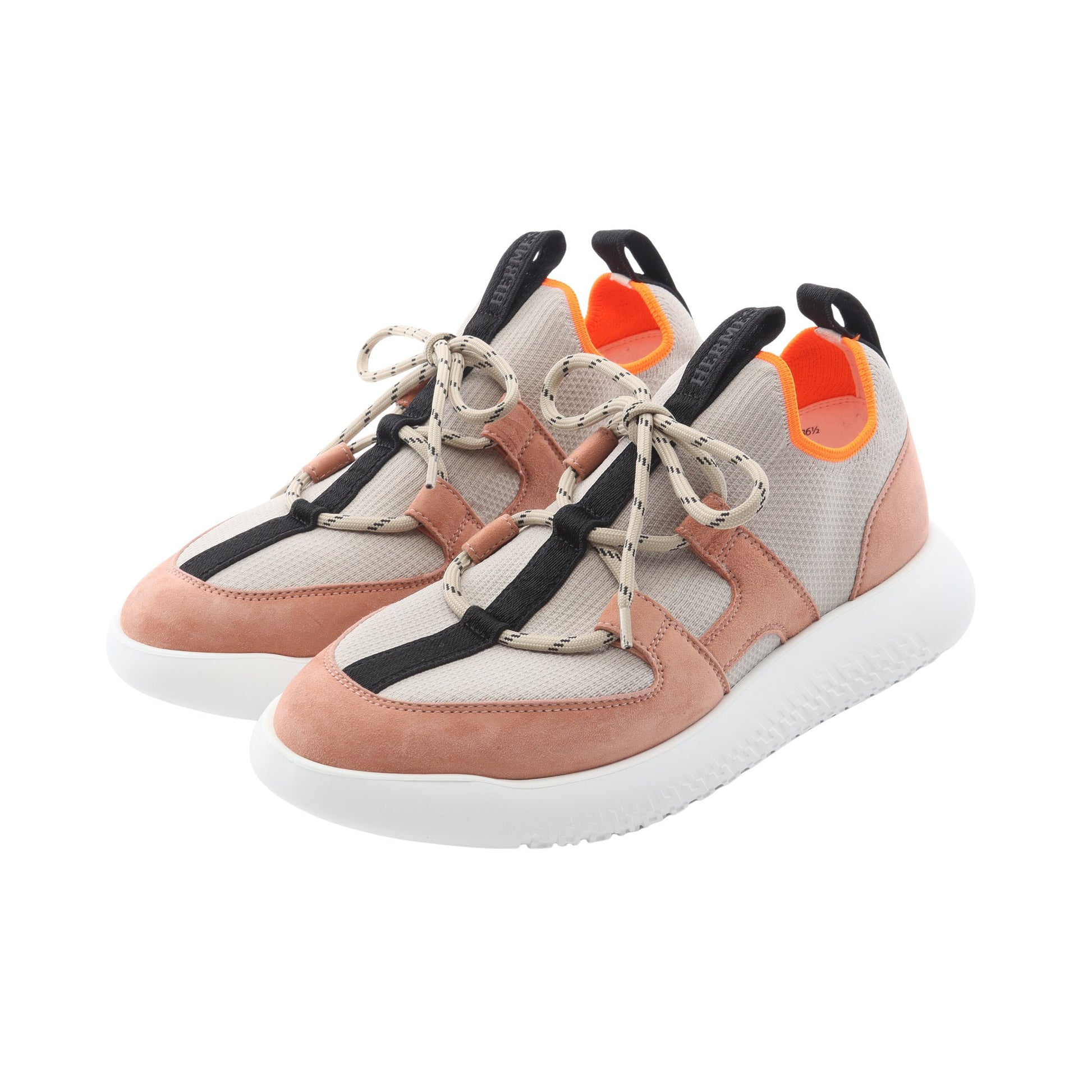 DUEL デュエル スリッポン スニーカー ニットファブリック スエード グレーベージュ ピンクベージュ エルメス シューズ HERMES