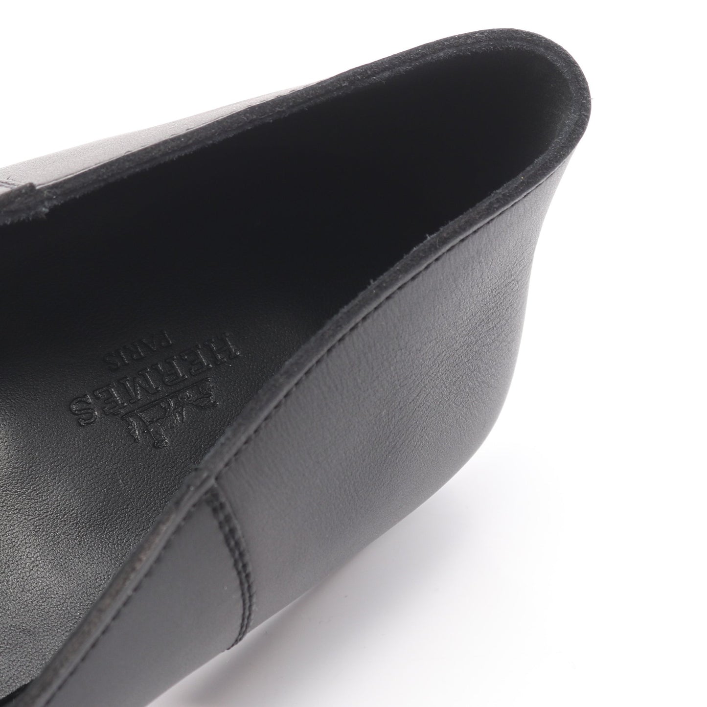 エクリプス モカシン レザー ブラック エルメス シューズ HERMES