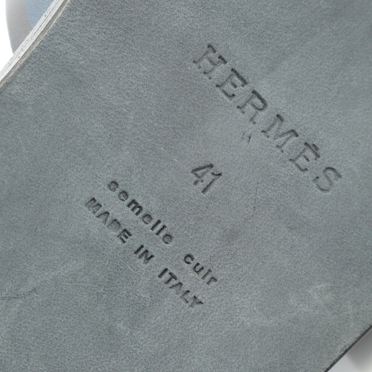 イズミール スライドサンダル レザー ダークブルー ブラック エルメス シューズ HERMES