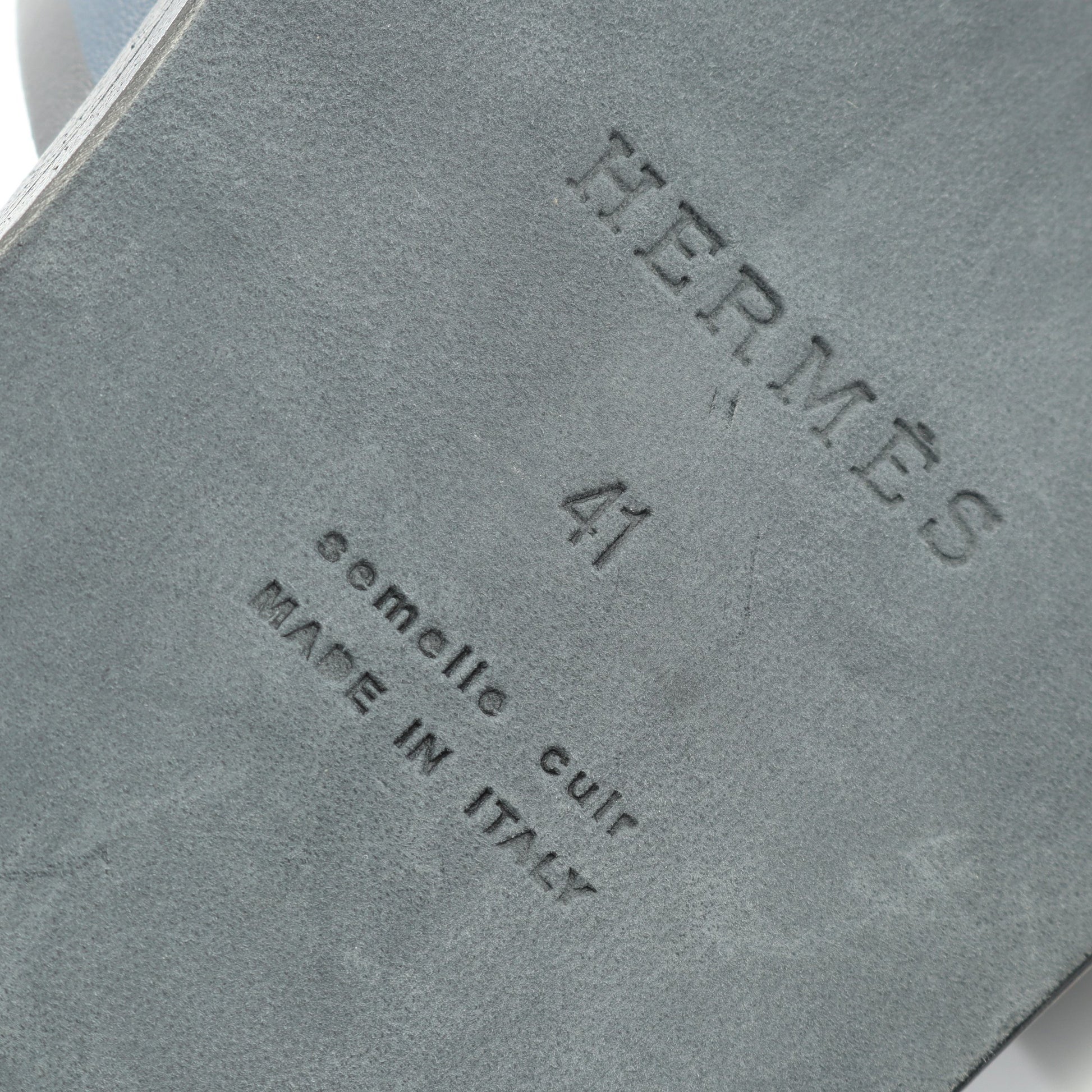 イズミール スライドサンダル レザー ダークブルー ブラック エルメス シューズ HERMES