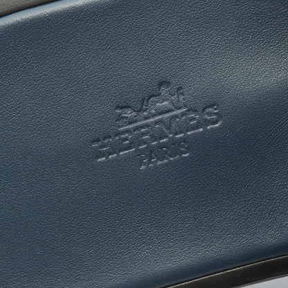 イズミール スライドサンダル レザー ダークブルー ブラック エルメス シューズ HERMES