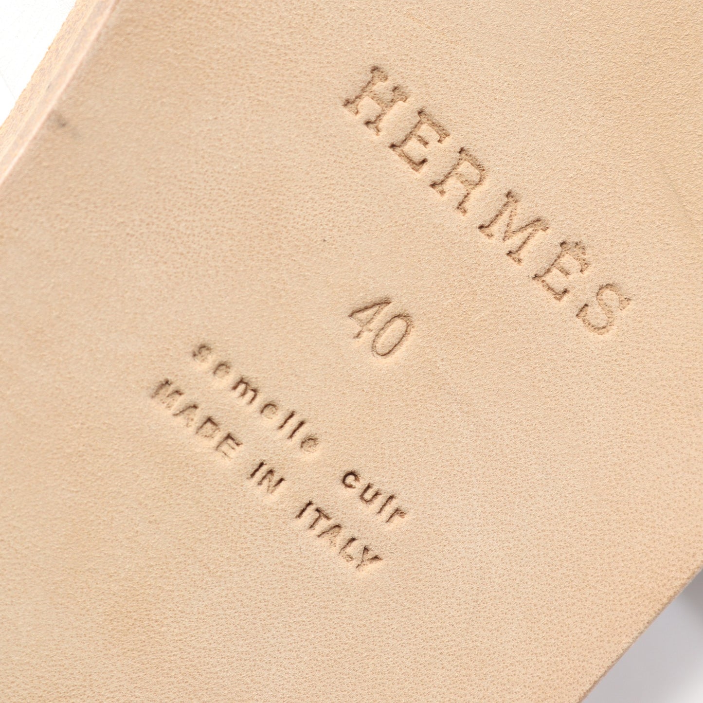 イズミール スライドサンダル レザー ホワイト カーキブラウン エルメス シューズ HERMES