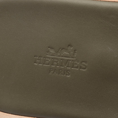 イズミール スライドサンダル レザー ホワイト カーキブラウン エルメス シューズ HERMES