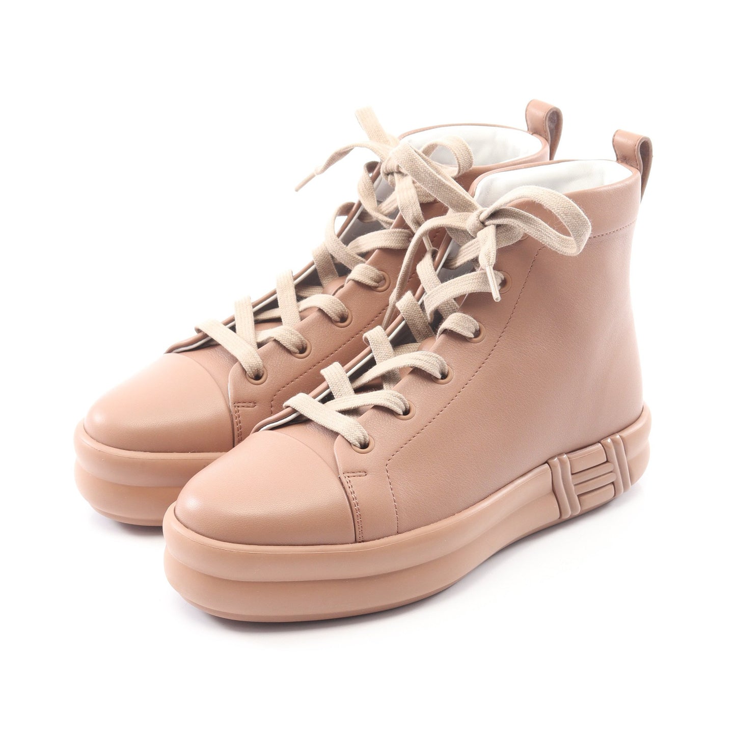 ハピネス ハイカットスニーカー レザー ピンクベージュ エルメス シューズ HERMES