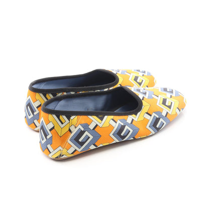 ジオメトリックG ルームシューズ スリッポン サテン イエロー ブルー グッチ シューズ GUCCI