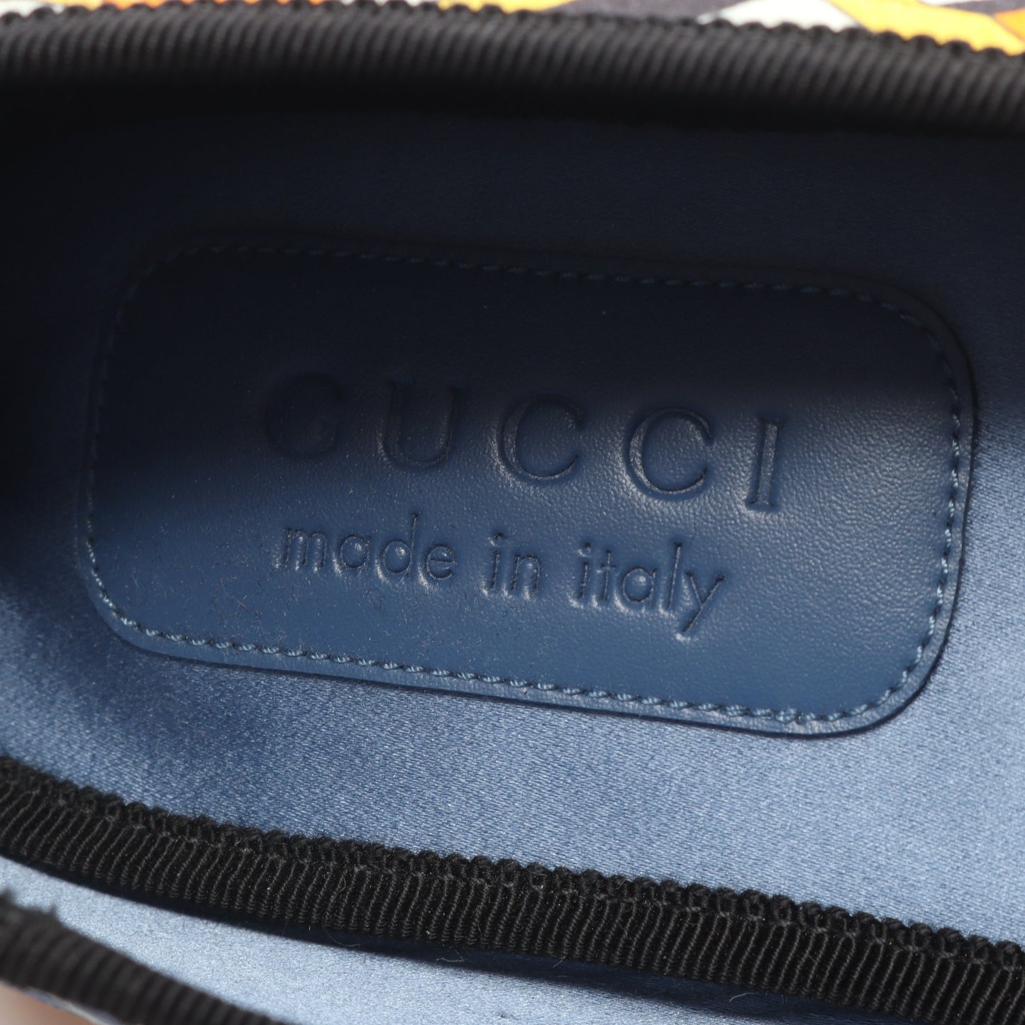 ジオメトリックG ルームシューズ スリッポン サテン イエロー ブルー グッチ シューズ GUCCI