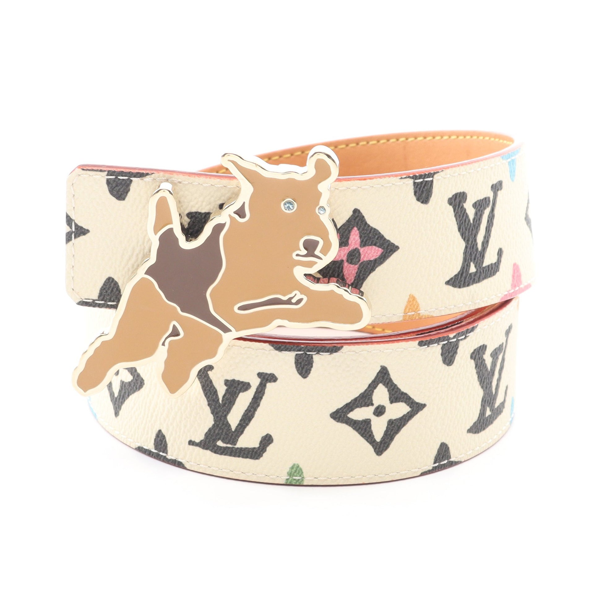LVモノグラム クラギー 40MM ベルト PVC レザー オフホワイト マルチカラー リバーシブル ルイヴィトン 財布・小物 LOUIS VUITTON