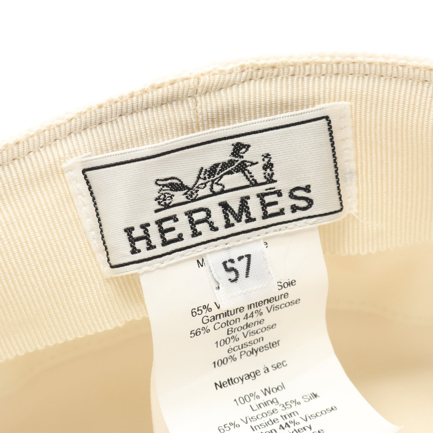 カブール アン フィネス キャスケット 帽子 ウール オフホワイト エルメス 財布・小物 HERMES