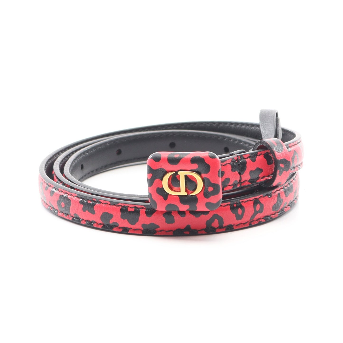 CDロゴ ベルト レオパード レザー レッド ブラック クリスチャンディオール 財布・小物 Christian Dior