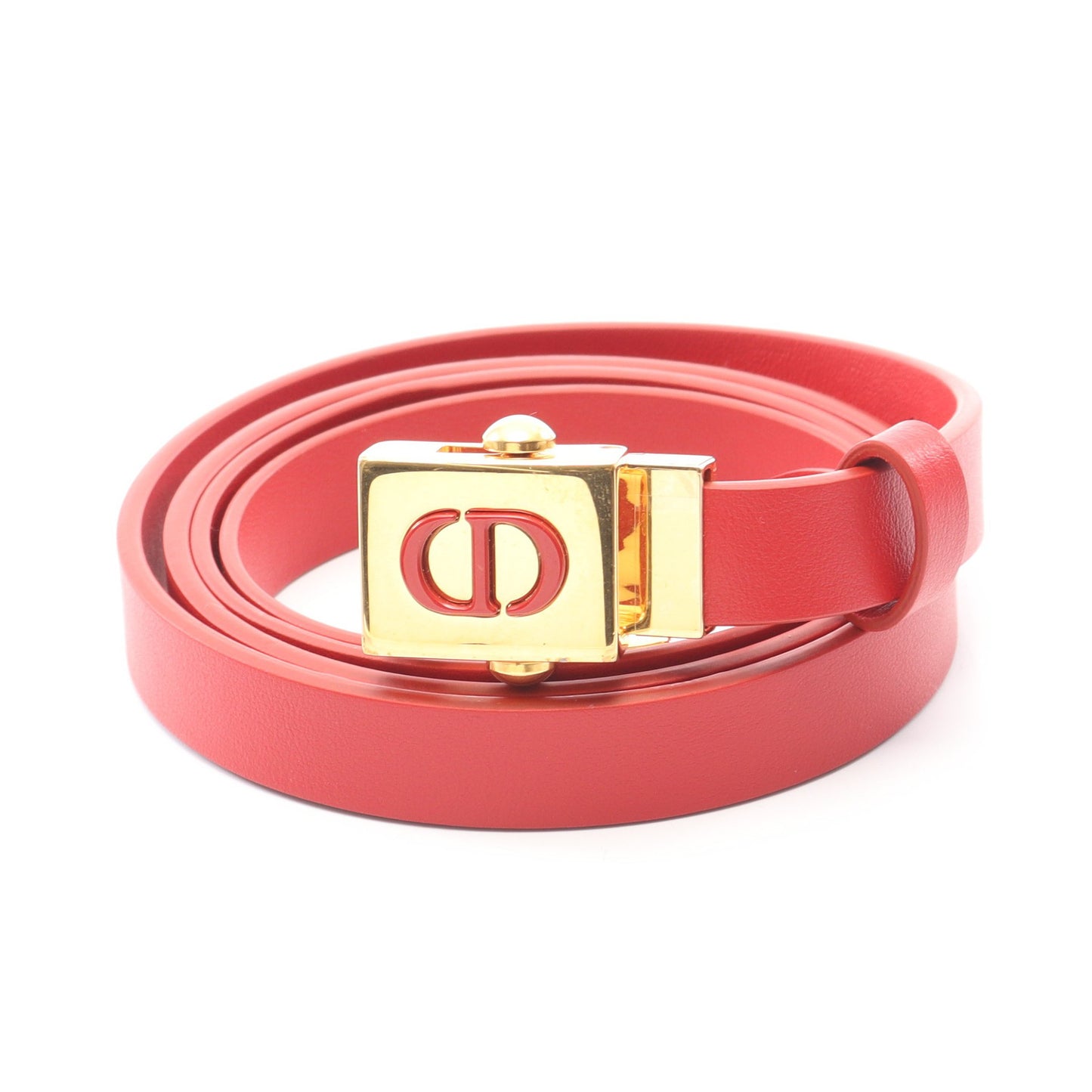 CDロゴ ベルト レザー レッド ゴールド金具 クリスチャンディオール 財布・小物 Christian Dior