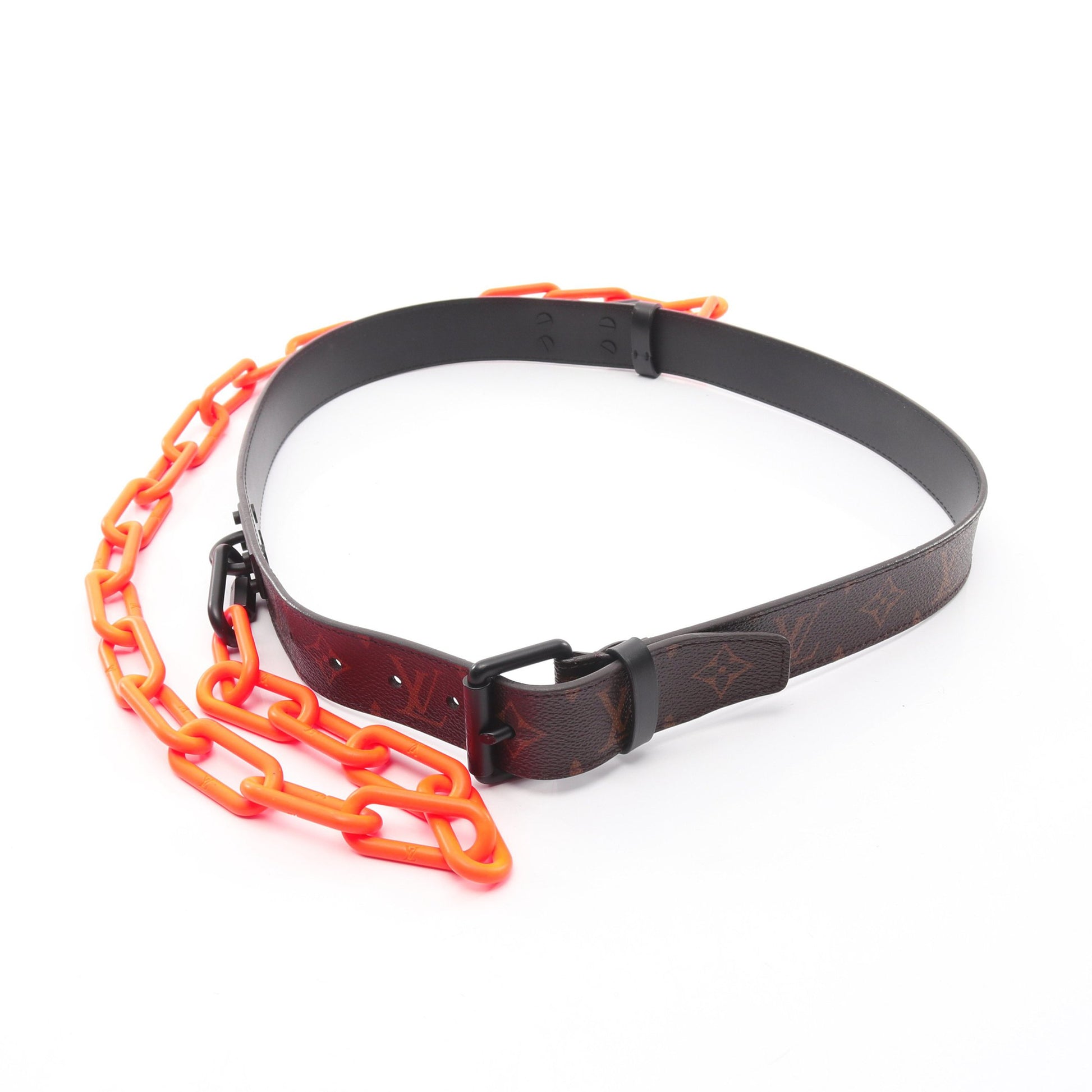 サンチュール シグネチャー モノグラム ベルト PVC ブラウン オレンジレッド ルイヴィトン 財布・小物 LOUIS VUITTON
