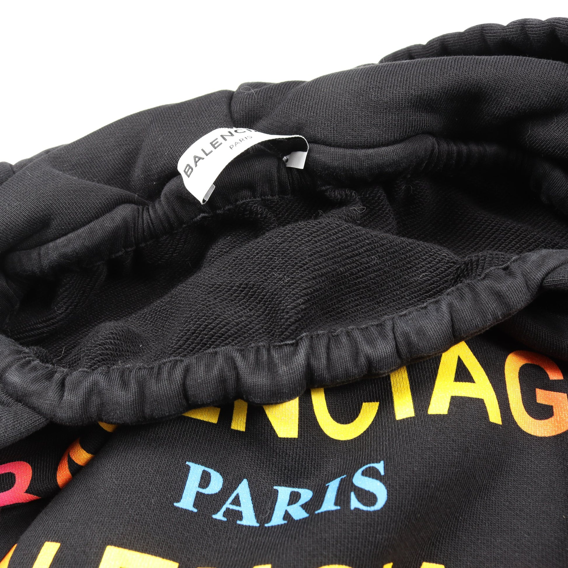 レインボーロゴ プルオーバーパーカー コットン ブラック バレンシアガ トップス BALENCIAGA