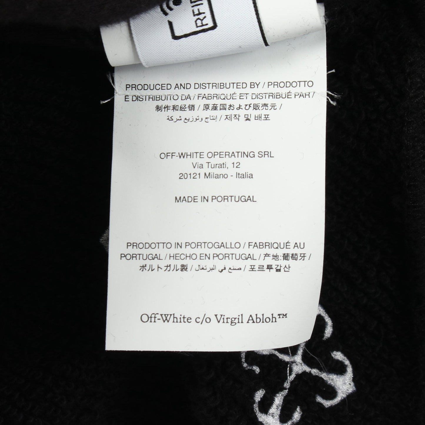クロップド スウェットシャツ クルーネック ロゴ総柄 コットン ブラック オフホワイト トップス OFF-WHITE