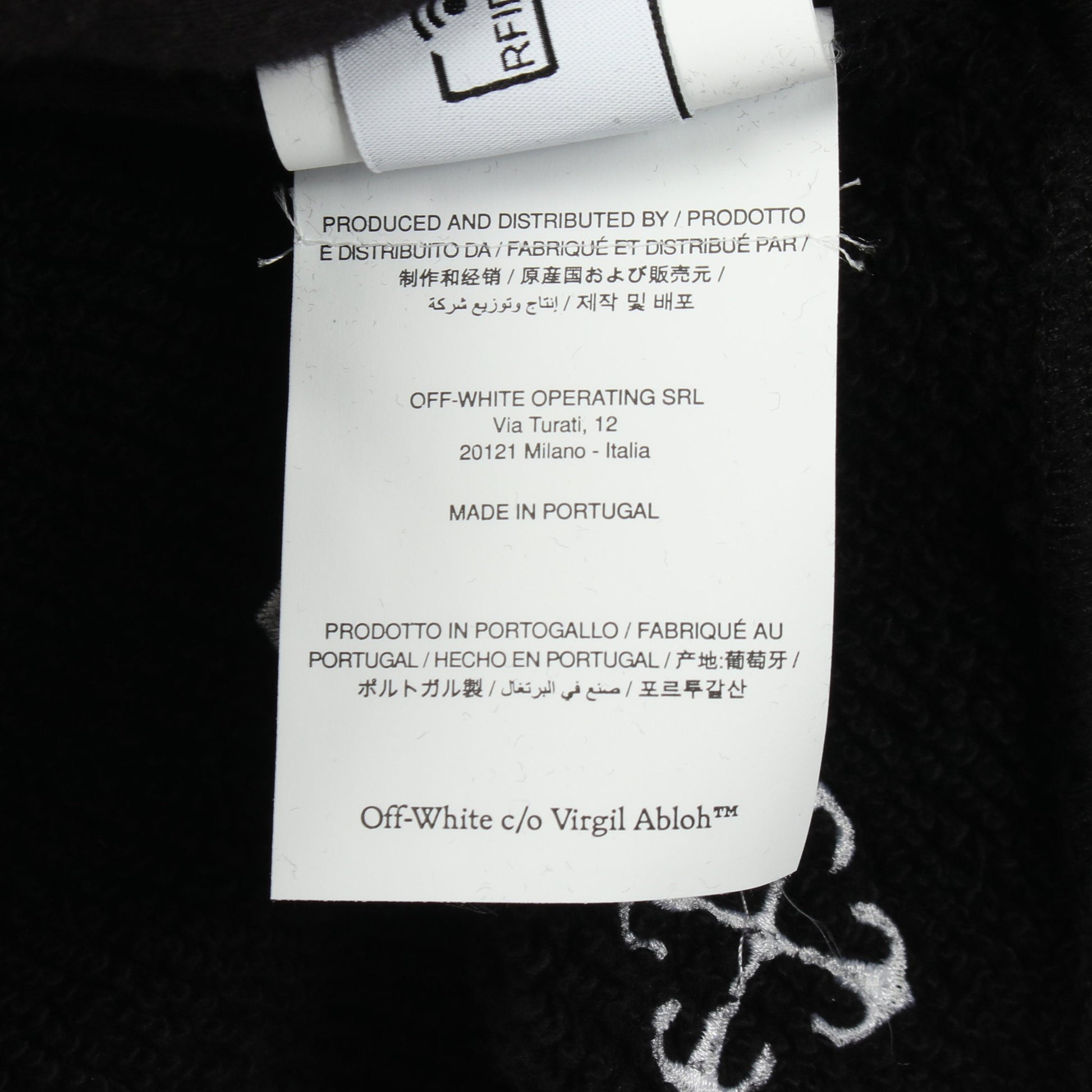 クロップド スウェットシャツ クルーネック ロゴ総柄 コットン ブラック オフホワイト トップス OFF-WHITE