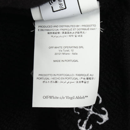クロップド スウェットシャツ クルーネック ロゴ総柄 コットン ブラック オフホワイト トップス OFF-WHITE