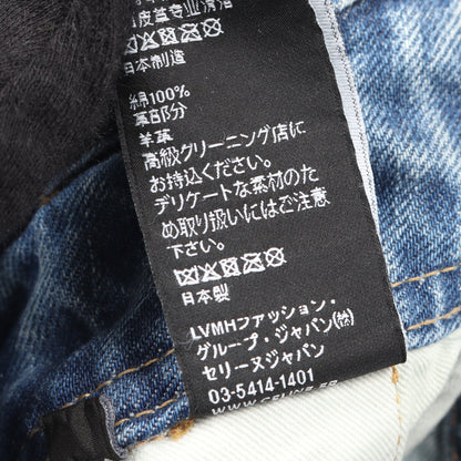 パラシュートパンツ デニムパンツ タイダイ コットン レザー ライトブルー ブラック 切替 セリーヌ ボトムス CELINE