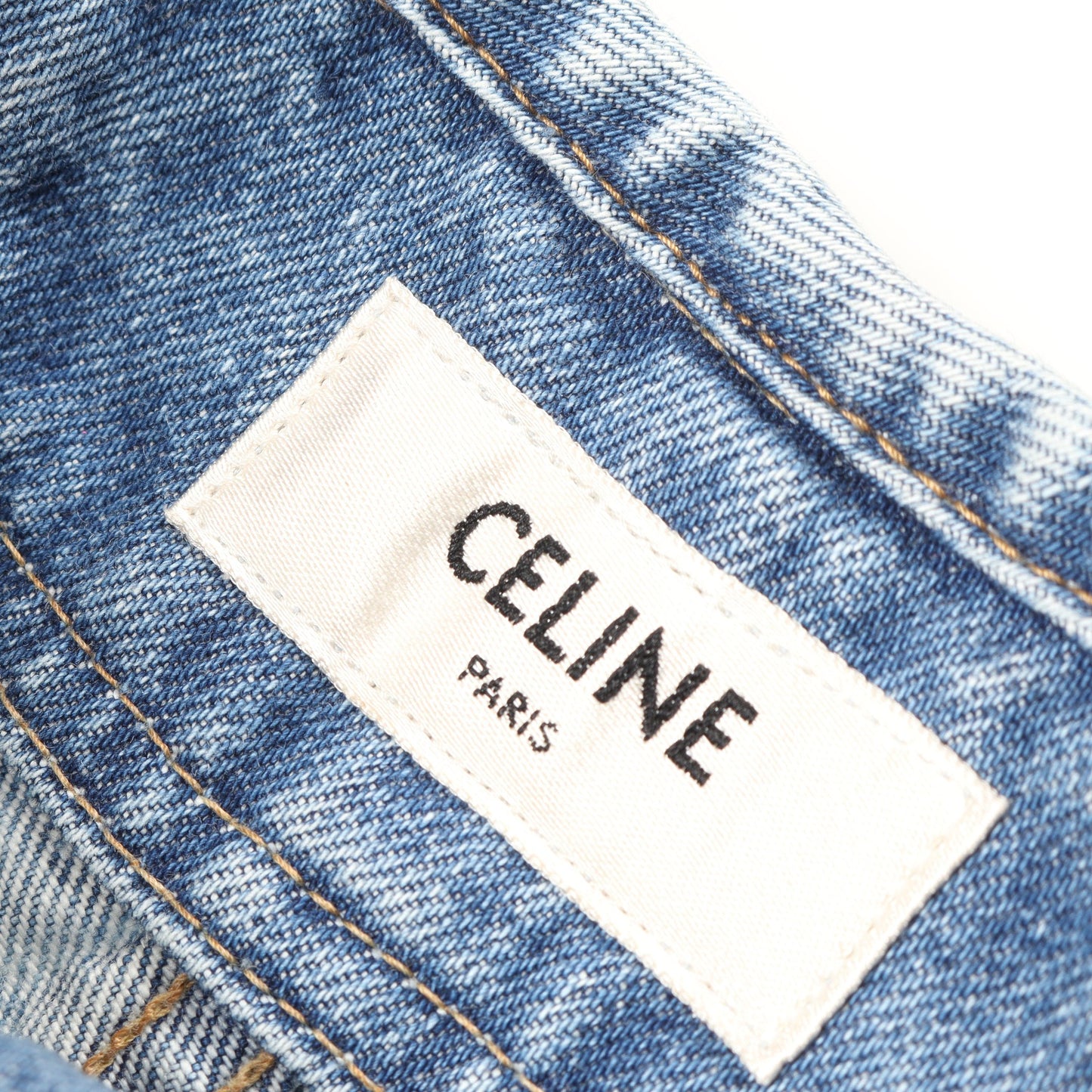 パラシュートパンツ デニムパンツ タイダイ コットン レザー ライトブルー ブラック 切替 セリーヌ ボトムス CELINE