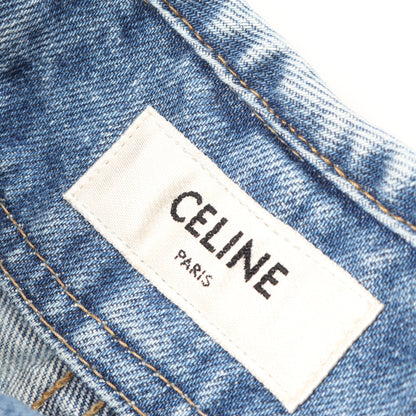 パラシュートパンツ デニムパンツ タイダイ コットン レザー ライトブルー ブラック 切替 セリーヌ ボトムス CELINE
