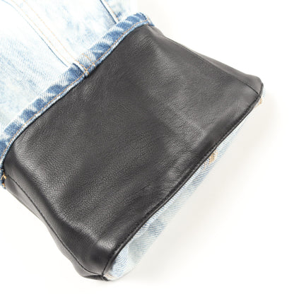 パラシュートパンツ デニムパンツ タイダイ コットン レザー ライトブルー ブラック 切替 セリーヌ ボトムス CELINE