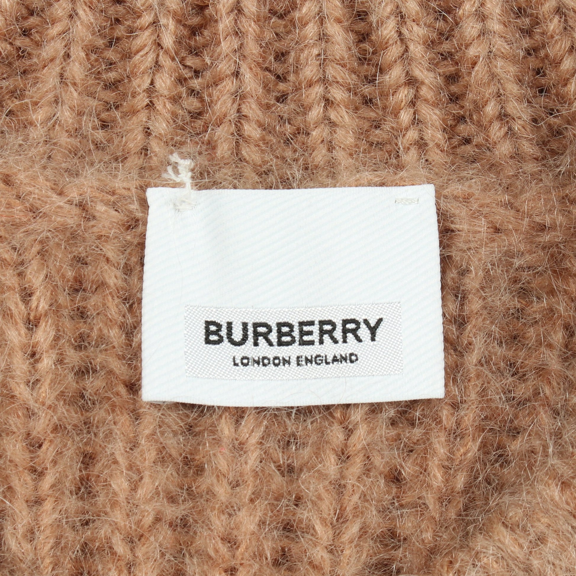 ニット クルーネック ボーダー モヘア シルク ライトブラウン ブラック レッド バーバリー トップス BURBERRY