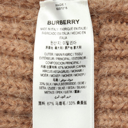 ニット クルーネック ボーダー モヘア シルク ライトブラウン ブラック レッド バーバリー トップス BURBERRY