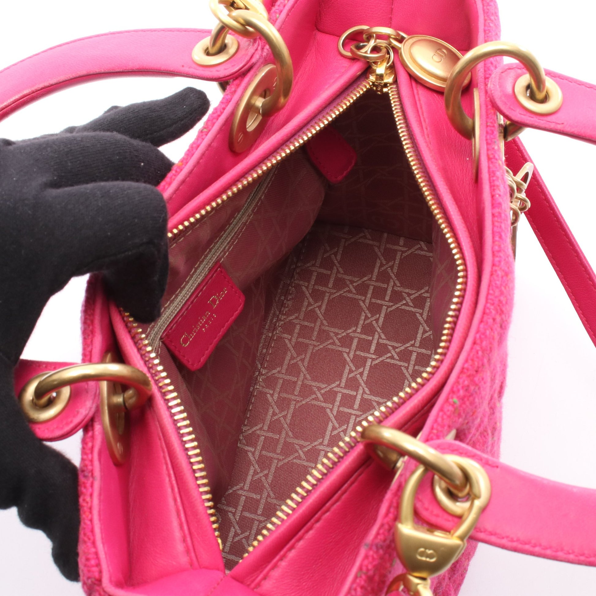 LADY DIOR レディディオール ハンドバッグ ツイード ピンク 2WAY クリスチャンディオール バッグ Christian Dior