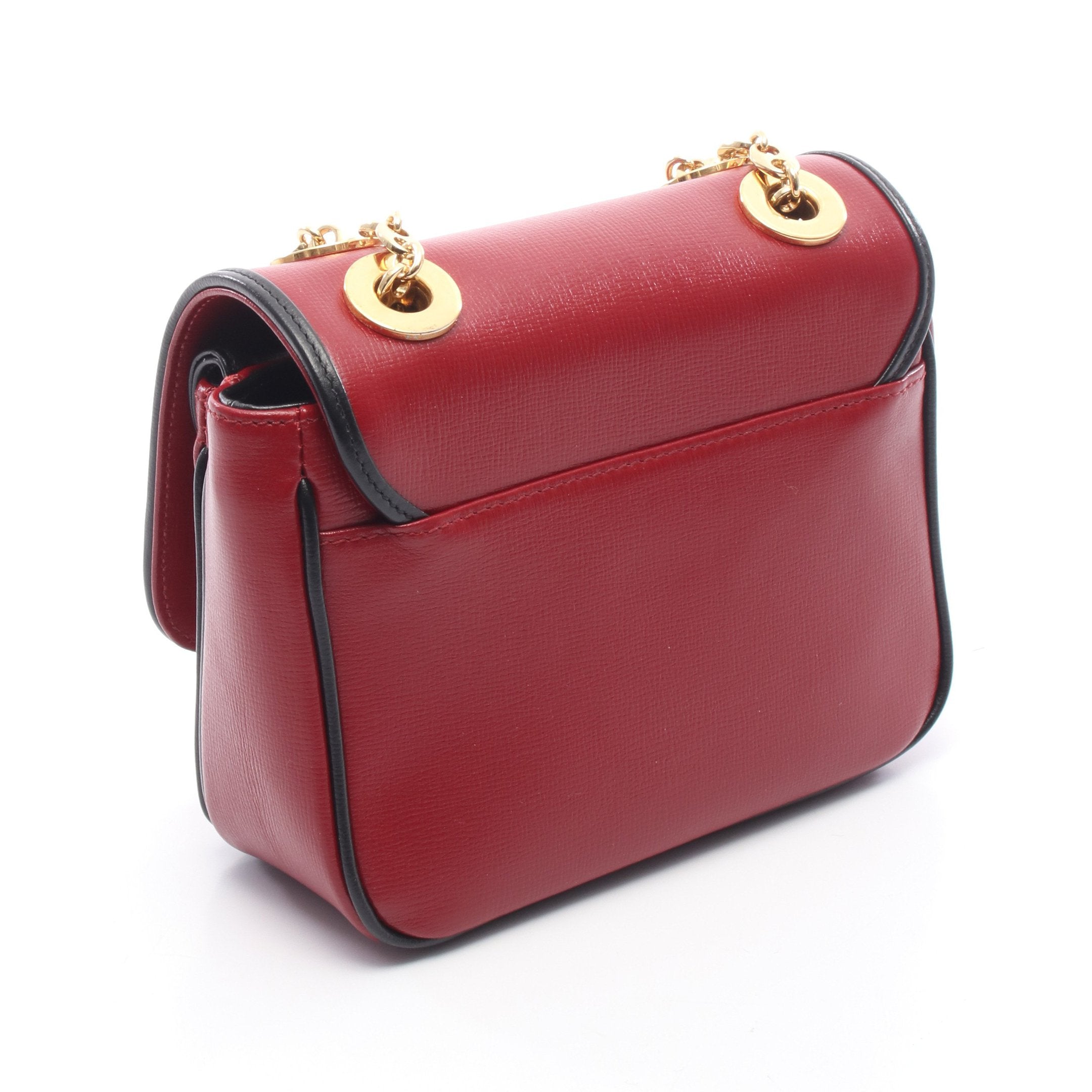 インターロッキングG Wチェーンショルダーバッグ レザー レッド