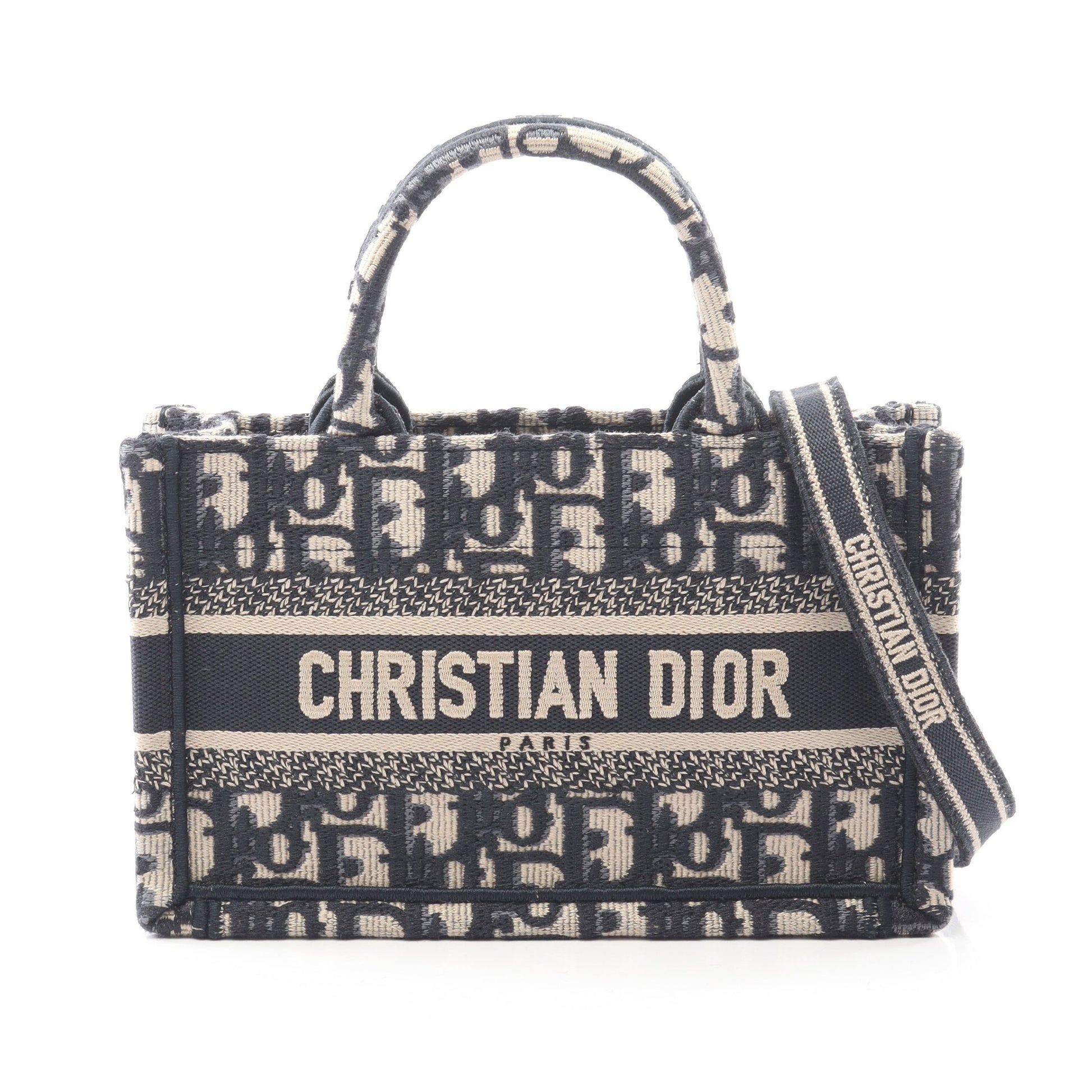 BOOK TOTE ブックトート ミニ ハンドバッグ トートバッグ キャンバス ベージュ ネイビー 2WAY クリスチャンディオール バッグ Christian Dior